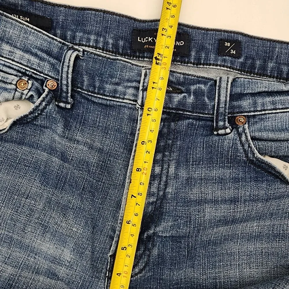 Lucky Brand 121 Slim Jeans Men's Size 38x34 Straight Leg Medium‎ Wash Blue Denim